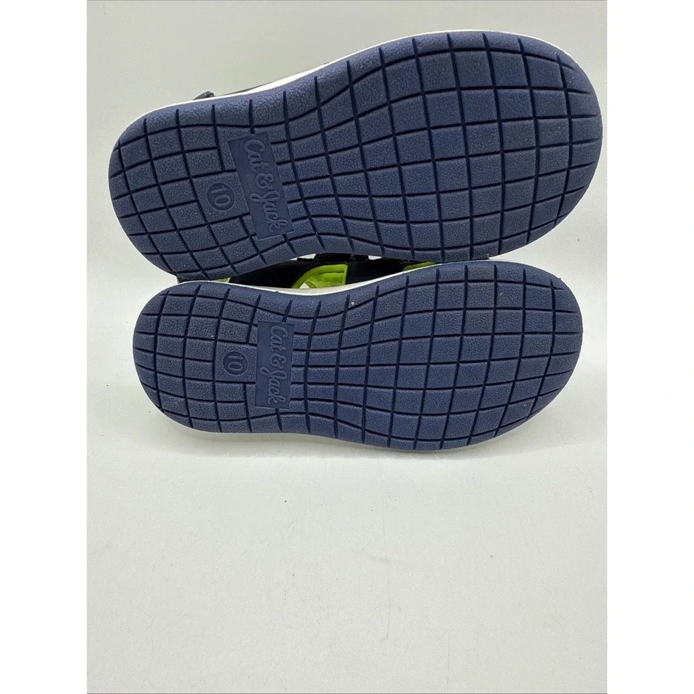 Cat & Jack Boys Navy Blue Lime Green Closed Toe Water Sandals Size‎ 10 Toddler